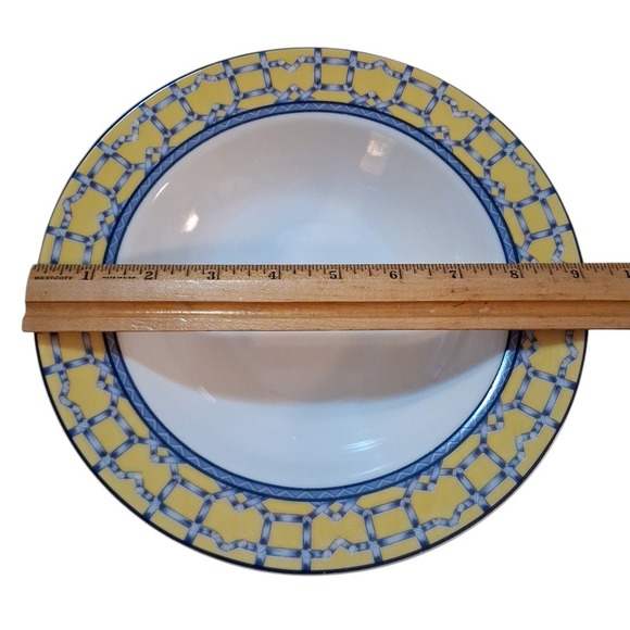 Coventry Palace Garden Fine Porcelain Blue Yellow Soup Salad Bowls Set of 3 - Picture 6 of 7